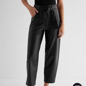 NEW EXPRESS High Waisted Faux Leather Belted  Ankle Pant